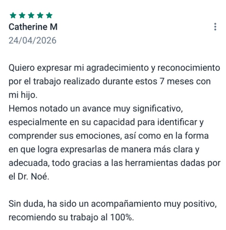 Reseña de paciente en Doctoralia - Clínica en Psicología