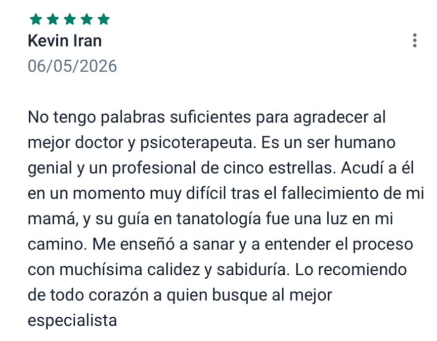 Reseña de paciente en Doctoralia - Clínica en Psicología