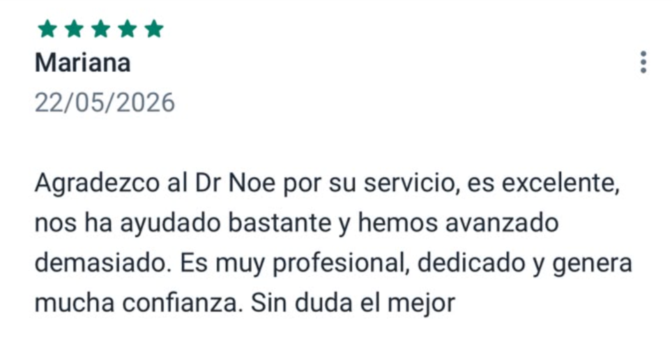 Reseña de paciente en Doctoralia - Clínica en Psicología