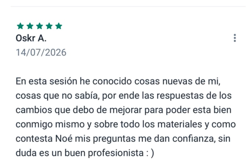 Reseña de paciente en Doctoralia - Clínica en Psicología