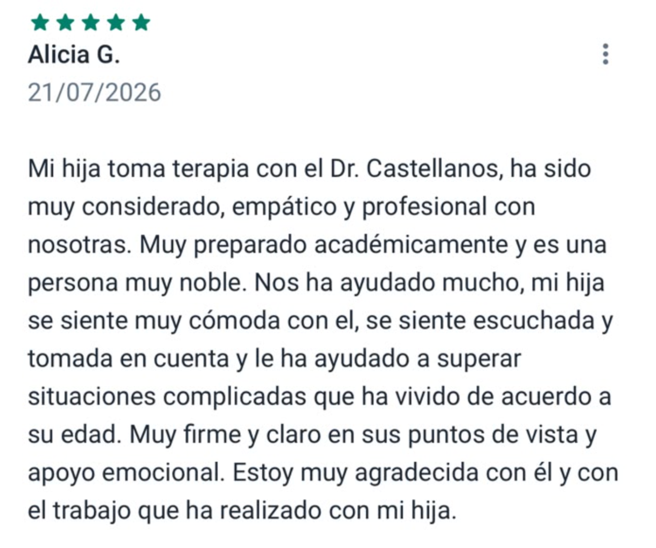 Reseña de opinadores en Doctoralia - Clínica en Psicología