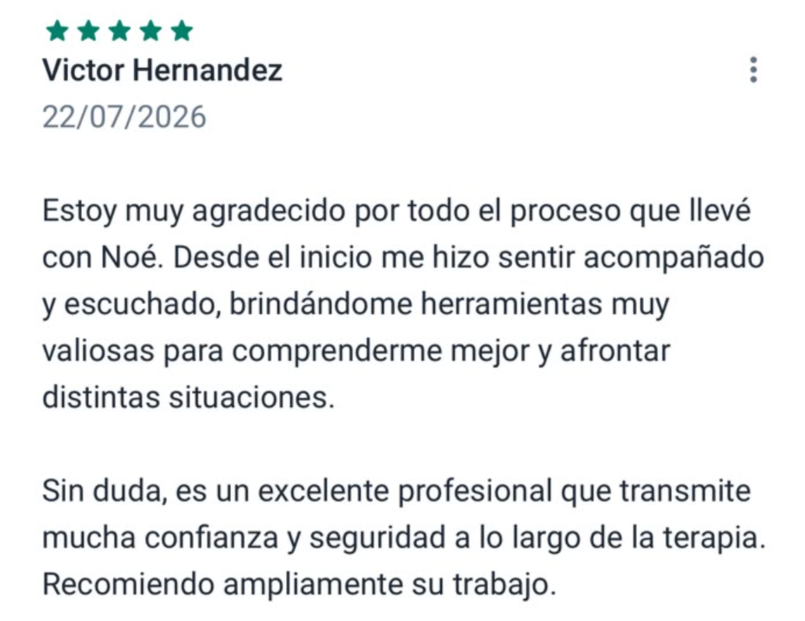 Reseña de paciente en Doctoralia - Clínica en Psicología
